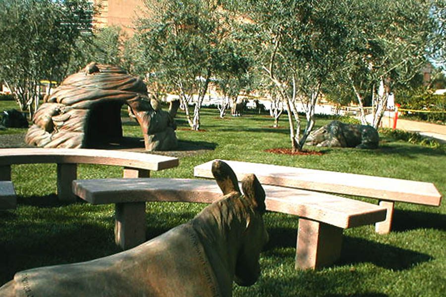 Los Angeles Cathedral Children S Garden Dixon Studios Llc For Children To Interact With Methodology Included Textured Concrete Over A Steel Ar Which Was Carved And Colored Simulate Bronze Metal